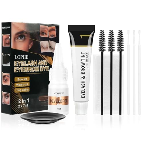 Image of LOPHE Brow & Lash Dye Kit - Black Eyebrow & Eyelash Tint, Formula with Fibres for Full Brows & Volume Lashes