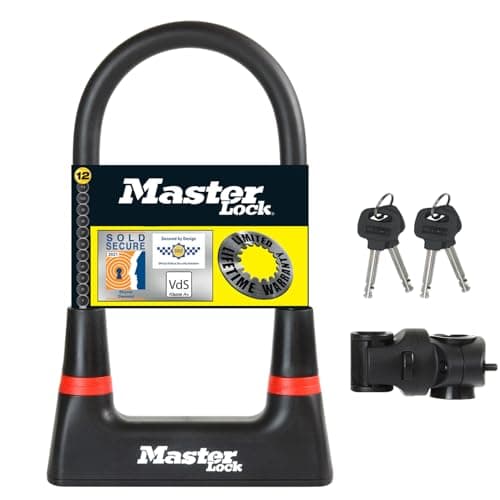 Image of Master Lock Heavy Duty Bike D Lock, Key, Universal Mounting Bracket, Certified Bike Lock - Police Approved 8279EURDPRO - Use with Electric, Mountain, Road, Folding Bikes