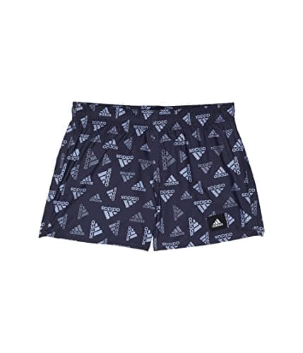 Image of adidas Boys Classic Logo Print Swim Shorts, Shadow Navy/Blue Dawn, L