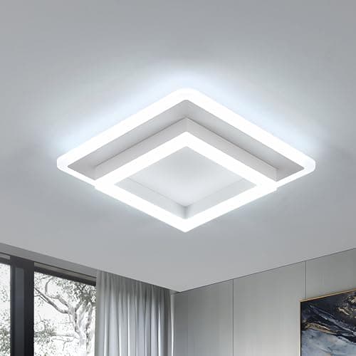 Image of DELIPOP LED Ceiling Lights, 30W 3375LM Modern Ceiling Lamp Cool White 6500K, Square White Ceiling Lighting for Living Room Kitchen Bedroom Hallway