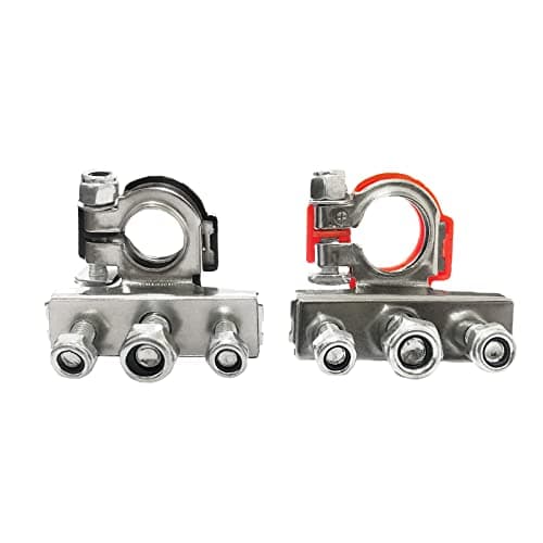 Image of 12V 3-way Battery Terminal Connectors, Negative and Positive Copper Plate Cable Clamp Quick Connector, suitable for battery terminal connection of automobiles (3-way)