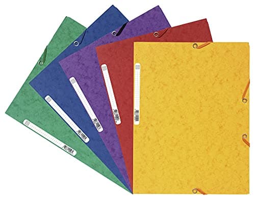 Image of Exacompta - Ref 55515E - Europa Collection - Elasticated 3-Flap Folders - Suitable for A4 Documents, 400gsm Glossy Card - Assorted Colours (Pack of 10)