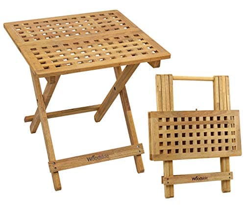 Image of Woodside Belford Wooden Folding Garden Coffee Table, 50cm x 50cm x 50cm, Treated Walnut Wood