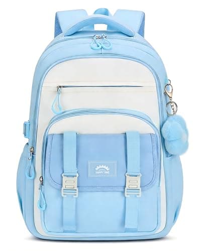 Image of Amythe School Backpack for Girls, Large Teen Girl BookBag for Primary Secondary School, Water-Resistant Casual Rucksack for Travel, Blue