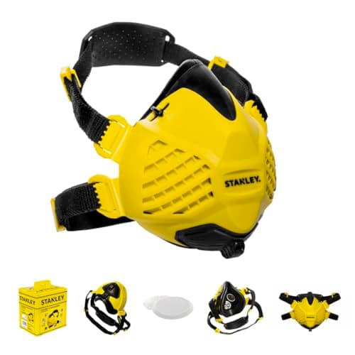 Image of Stanley P3 Dust Mask, Reusable Respirator Mask with Face-Fit-Check Technology & Maximum 99.99% P3 Fitted Filters. Dust masks for building work, dust masks for fine dust, P3 mask & sanding mask – M/L