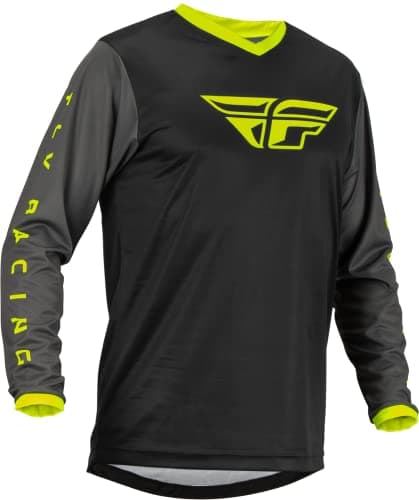 Image of Fly Racing F-16 2023 Adult Jersey (Black/Grey/Hi-Visibility, Medium)