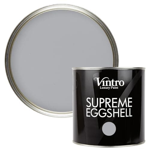 Image of Vintro Paint | Eggshell Paint | for Walls | Wood | Trim | Satin Furniture Paint | Interior & Exterior Use. (Light Grey - Lincoln Grey, 2.5 Litres)