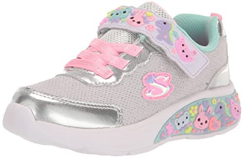 Image of Skechers Baby Girl's My Dreamers Sneakers, Silver Textile/Multi Trim, 11 UK Child