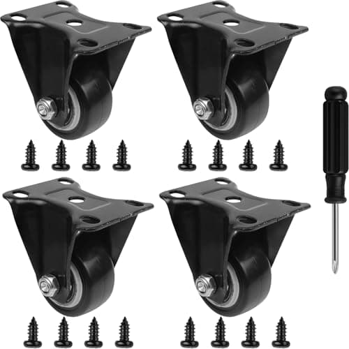 Image of QOPAHI Castor Wheels 50mm, Fixed Caster Wheels Set of 4 Silent Rubber Heavy Duty Casters for Furniture Trolley Cabinet Moving, Load Capacity 45kg Each(Black)