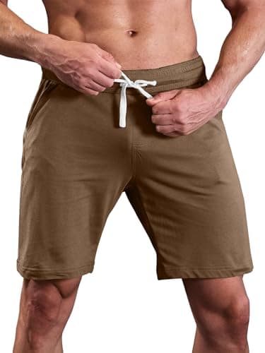 Image of Meilicloth Chino Shorts for Men Casual Shorts Cotton Drawstring Summer Beach Stretch Pants Khaki