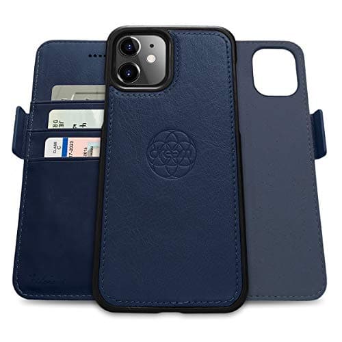 Image of dreem Fibonacci 2-in-1 Wallet Case for Apple iPhone 12 Mini - Luxury Vegan Leather, Magnetic Detachable Shockproof Phone Case, RFID Card Protection, 2-Way Flip Stand - Royal