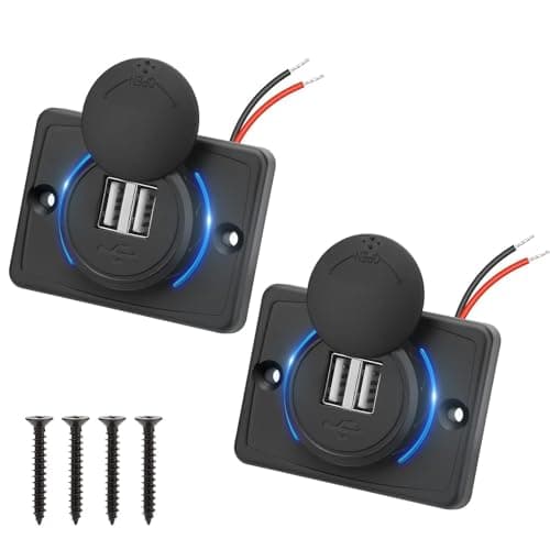 Image of Linkstyle 2PCS RV USB Outlet, Dual 3.1A USB A Charger Panel with LED Light Charging Socket Panel for 12V/24V Car Marine Boat
