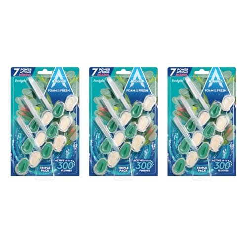 Image of Astonish Mighty Toilet Bowl Foam & Fresh Blocks - Deep Cleaning Foam Action - Helps Combat Limescale and Removes Stains - Eucalyptus Scent – Multipack 3 x 3 Blocks