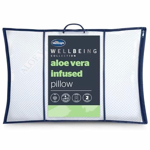 Image of Silentnight Wellbeing Aloe Vera Pillow - Kind to Skin Infused Naturally Calming Comfort Hydrating Pillow - Hypoallergenic, 1 Pack