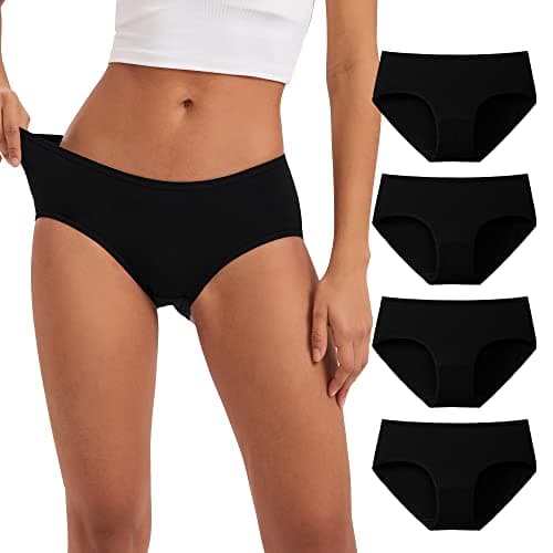 Image of INNERSY Black Knickers for Women Cotton Underwear Ladies Midi Briefs Comfy Panties Pack of 4 (S, 4 Black)