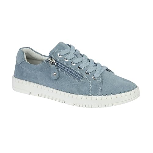 Image of Jo & Joe Ladies Casual Comfort Real Suede Stylish Leisure Shoe with Lace and Zip Fastening Easy to Wear, Lightweight Sizes 4-8 (Baby Blue, UK Footwear Size System, Adult, Women, Numeric, Medium, 5)