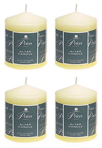 Image of 4 x Prices Ivory Altar Candle 100mm X 80mm 50 Hours Burn Time