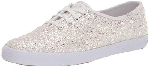 Image of Keds Champion Glitter Trainers for Women, White Glitter, 4.5 UK