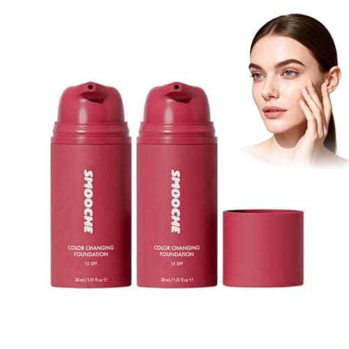 Image of Smooche Color Changing Foundation Korean for Women, Skin Tone Adapting Liquid Foundation for All Skin Types, Self Adjusting Natural Finish, Blurs Imperfe (2PCS)