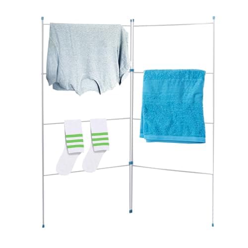 Image of 2 Fold Airer - Indoor Outdoor Clothes Drying Rack Gate Horse | For Laundry Rail Dryer White Coated Washing Line Towel Rack | 4 Metres Of Drying Space | Non Slip Grip - Lightweight & Extra Strong Airer