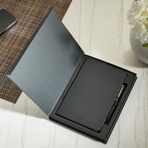 Image of Personalised Notebook Pen Gift Set - Custom Name Journal Ballpoint Pen Luxury Writing Set for Him Her Graduation Office Company (Black)