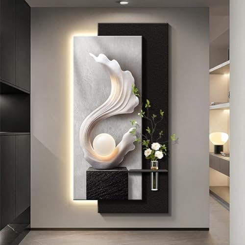 Image of 3D Wall Art Decor with LED Light, Wall Hanging Mural for Entrance Foyer Hallway Living Room Bedroom