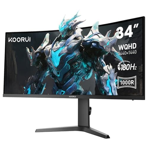 Image of KOORUI 34 Inch Ultrawide Curved Gaming Monitor, 165Hz, WQHD 1440P, 1000R, MPRT 1MS, HDR 400, 2X HDMI 2.0, 1x DisplayPort 1.4, AdaptiveSync, Tilt/Height Adjustable, Black