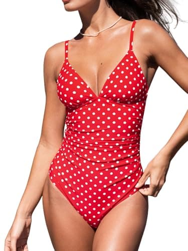 Image of CUPSHE Women's One Piece Swimsuit Triangle Low Back Beach Swimwear Tummy Control Bathing Suit Swimming Costume Army Green L