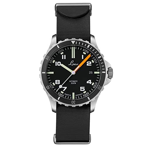 Image of Laco Scorpion Sports Watch, Automatic Watch, Stainless Steel Case, Sapphire Glass, Waterproof, Made in Germany, Himalaya 39 Rb, Strap.