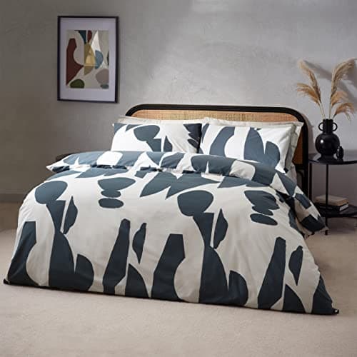 Image of furn. Hoem Meta Abstract Cotton Rich Duvet Cover Set – Reversible Printed Design (Dusk – Double)