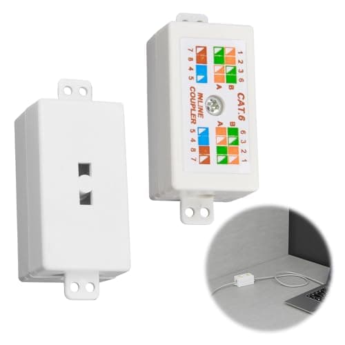 Image of Enjiror 2Pcs Cat6 Junction Box RJ45 Ethernet Coupler High Speed Punch Down Network Cables Connector Inline Punchdown Krone Joiner Extension Adapter for LAN Powerline Networking Extender Applications