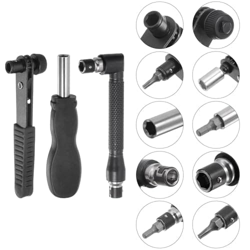 Image of TOP-VIGOR 24Pcs Flexible Screwdriver Bit Extension Kit, 1/4" Hex Shank Screw Driver Kit Handle Tools with 90° Angled Bits and Soft Shaft Adaptors for Tight Spaces, Impact/Cordless Drivers, Silver