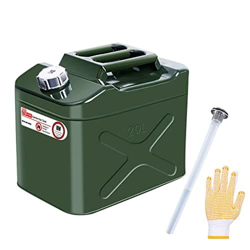 Image of Zemoeng Jerry Can 20L Metal, Petrol Can with Flexible Spout, UN Approved Fuel Can for Petrol Diesel and Other Dangerous Goods - Green