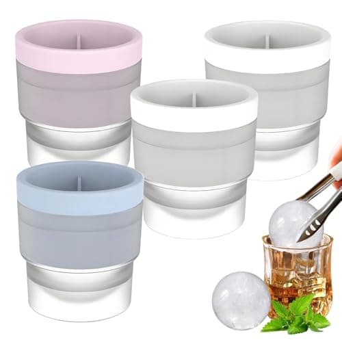 Image of 4 Pack Ice Ball Mould Set with Round Cube Form for Drinks, Reusable Sphere Maker for Cocktails and Creative Recipes