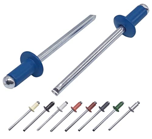 Image of (Pack of 100 pcs) Painted Blind Rivets 4.0 x 8 mm, Dome Head, DIN 7337, Aluminum Rivet and Steel Mandrel, Pop Rivets (100, Gentian Blue RAL 5010)