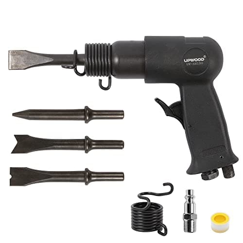 Image of UPWOOD UW-AH150 Short Barrel Air Hammer Kit with Quick Change Retainer and 4 Chisels, 1-5/8 Inch Stroke, 4500 BPM, Light Weight