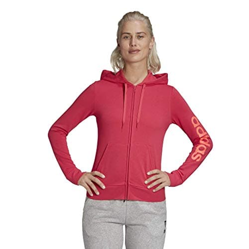 Image of adidas Female Essentials Linear Full-Zip Hoodie, Power Pink/Signal Pink,L