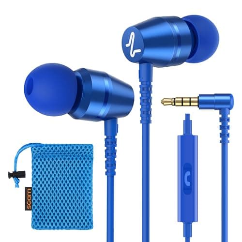 Image of Ludos OMNITONE Wired Earbuds in-Ear Headphones, Earphones with Microphone, 5 Years Warranty, Noise Isolation Corded for 3.5mm Jack Ear Buds for iPhone, iPad, Samsung, Laptop, Gaming, Sports - Blue