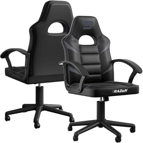 Image of BraZen Ergonomic Office Gaming Chair for Adults Computer Adult Gaming Chair PC Red Mid Back Computer PC Ergonomic Video Gamer Chairs For Adults - Valor Grey