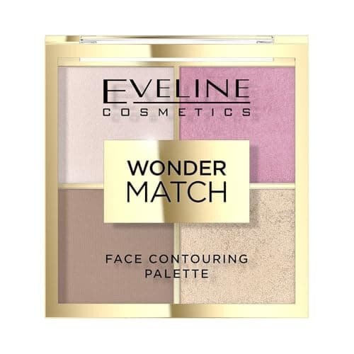 Image of Eveline Cosmetics Wonder Match 4-in-1 Face Contouring Palette - Bronzer, Blush, Highlighter, and Finishing Powder - Vegan Formula, Chocolate Scent