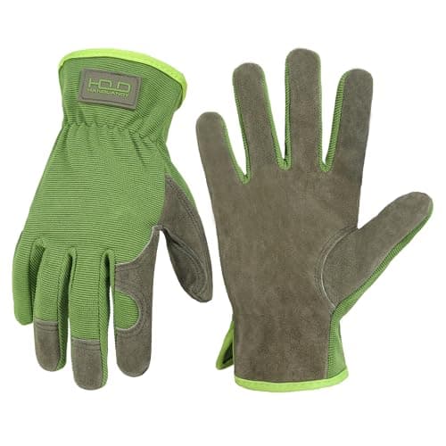 Image of HANDLANDY Leather Gardening Gloves, Utility Work Gloves for Drivers, Mechanics - Premium Split Cowhide Dexterity & Breathable Design (Medium)