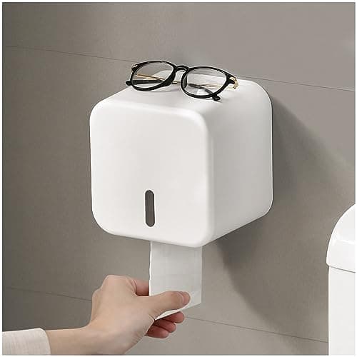 Image of Colist Toilet Roll Holders Wall Mounted self adhesive Toilet Paper Holder No Drilling Waterproof/Dustproof/Cat Proof Paper Roll Dispenser for Bathroom/toilet(large)