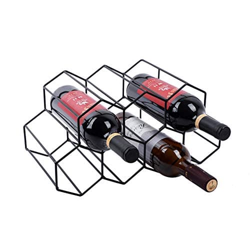Image of Urban Deco Small Wine Rack 9 Bottle Holder - No Need Assembly Modern Metal Wire Black Wine Storage for 750 ml Bottles on Countertop Table Top Coffee Bar Kitchen
