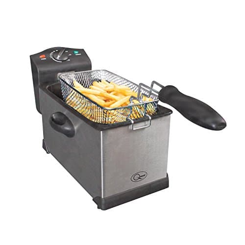 Image of Quest 3 Litre Deep Fat Fryer, Stainless Steel Fryer for Chicken, Chips & More, Serves 2-4, Lid Cover with Window, Dishwasher Safe Removable Oil Container, 2000W (35140)