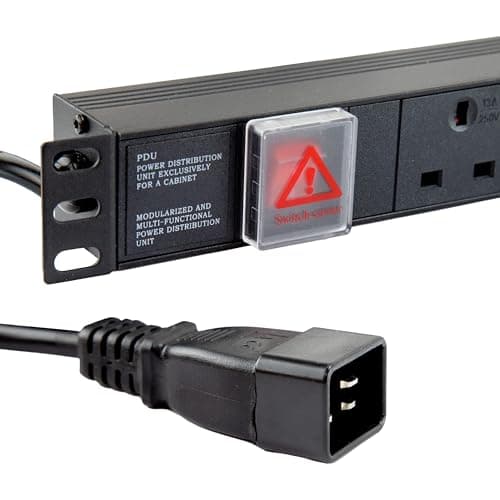 Image of kenable PDU 6 Way UK Sockets Horizontal Power Distribution Unit with C20 IEC 16A Input Plug 1.8m Cable Without Surge Protection