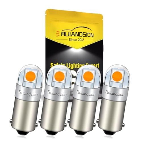 Image of Ruiandsion BA9S LED Bulb BA9 1895 1891 53 57 Yellow 12V LED Bulb 3030 2SMD Chipsets LED Replacement Bulbs for Car Interior Dome Map License Plate Glove Box Lights (Pack of 4)