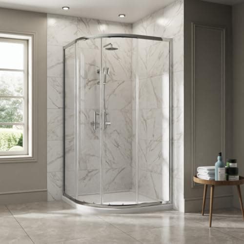 Image of NRG 1000 x 1000mm Chrome Framed Quadrant Shower Enclosure Sliding Door for Wet Room Cubicle Enclosures