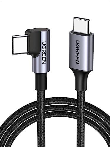 Image of UGREEN 60W USB C Charger Cable Right Angle Type C to C Fast Charging Compatible with iPhone Air/17/16 Pro Max, Galaxy S25 Ultra, Pixel 9, iPad Pro 2025/Air 5, MacBook Pro (1M)