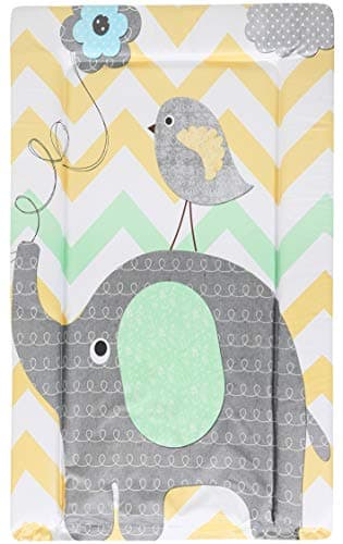 Image of Babycurls Baby Changing Mat with Foam Raised Soft Edges for Babies from Birth Upwards Wipe Clean and Waterproof Nappy Change Pad 76 x 45cm (Elephant Chevron)