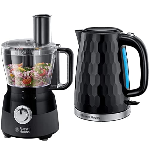 Image of Russell Hobbs 24732 Desire Food Processor, Slicing and Dough Attachments, Matte Black, 600 W & 26051 Cordless Electric Kettle, 1.7 Litre, 3000 W, Black